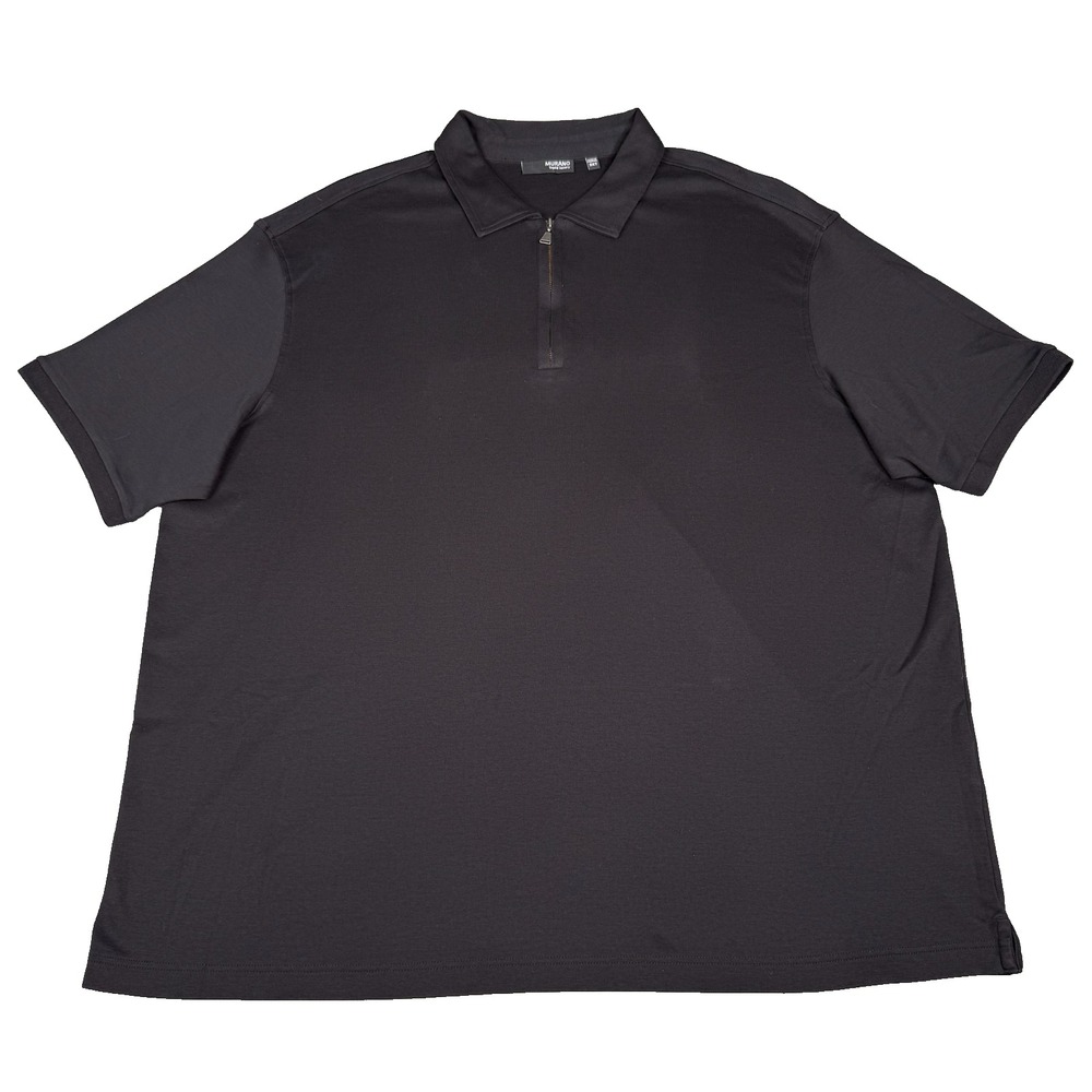 Murano Liquid Luxury Polo Shirt Mens 3XT Black Quarter Zip Big Tall Short Sleeve